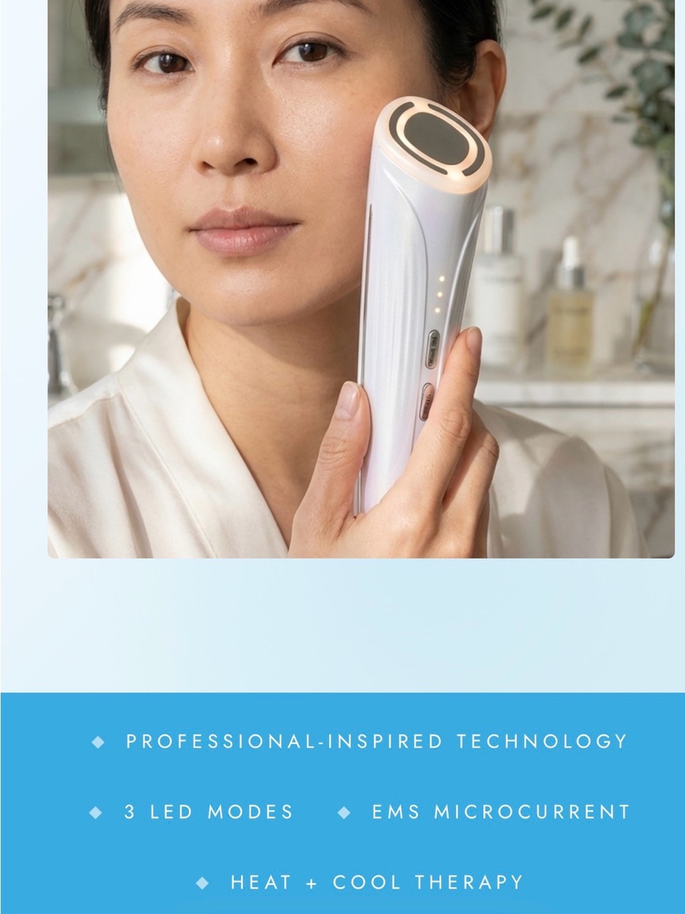 LED Facial Therapy Device for Women - White